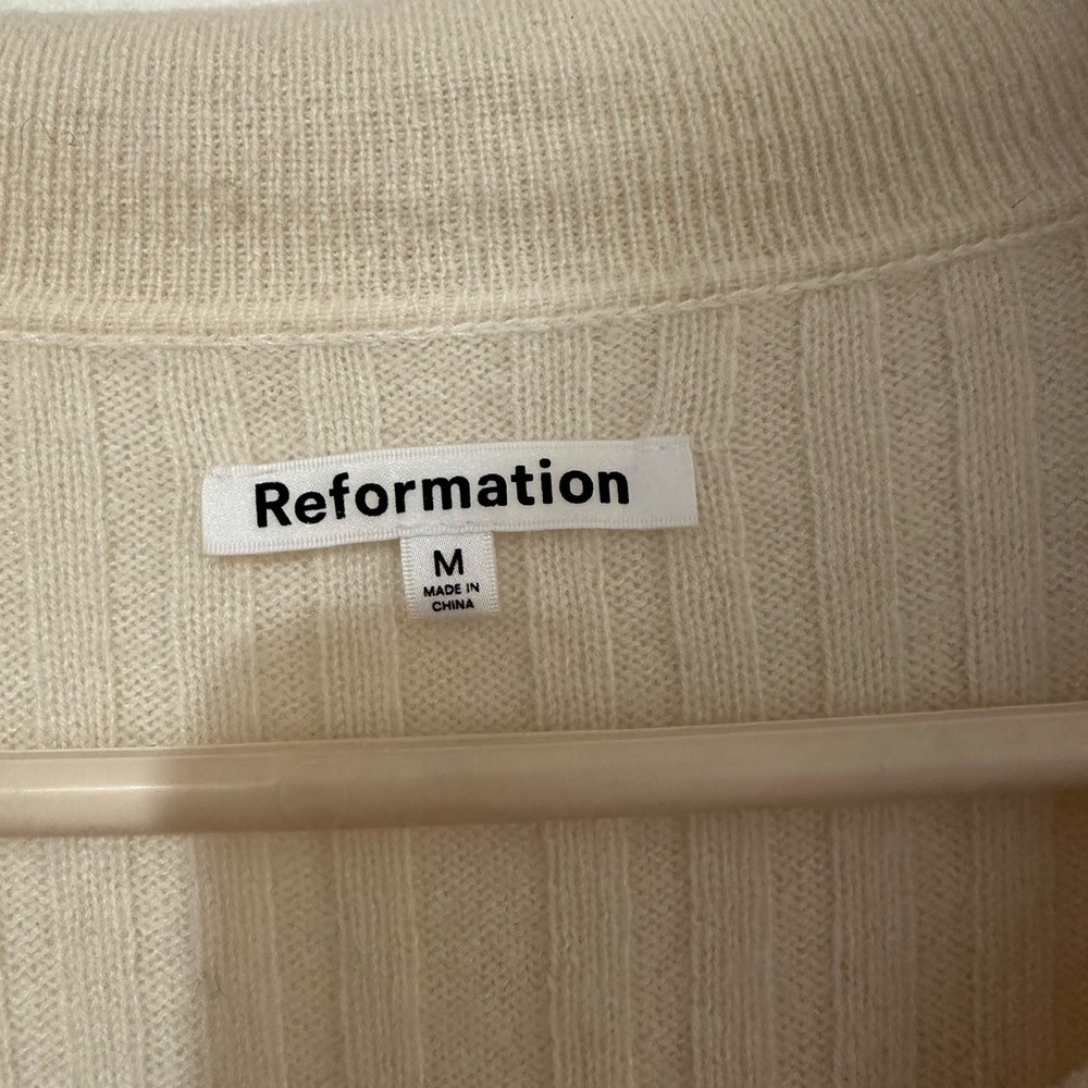 Reformation Cream Ribbed Button-Up Cardigan - Picture 3 of 4